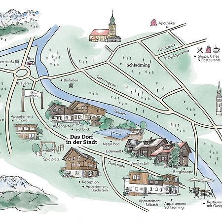 Das Dorf In Der Stadt Шладминг Экстерьер фото